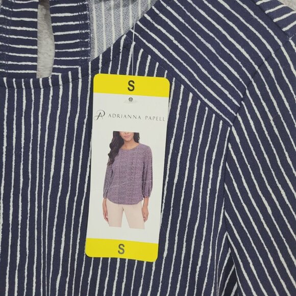 Adrianna Papell Black and White Striped Blouse - Picture 6 of 8